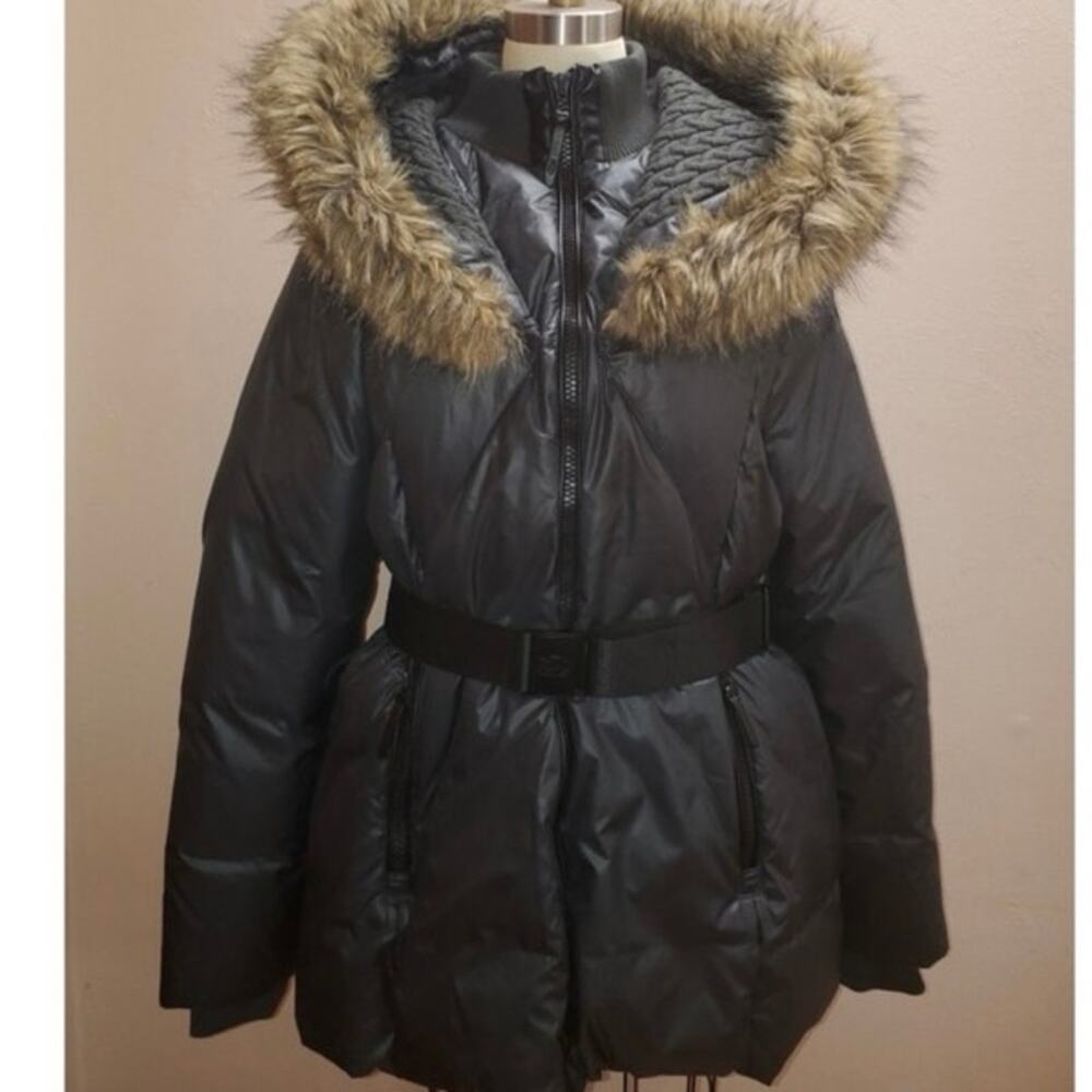 RUDSAK RUD Down Parka Jacket Faux Fur Hood Belted Sz XXL Ski City Winter Luxury